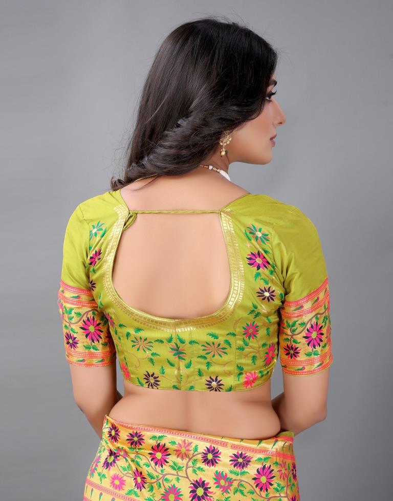 Lime Green Silk Saree | Sudathi