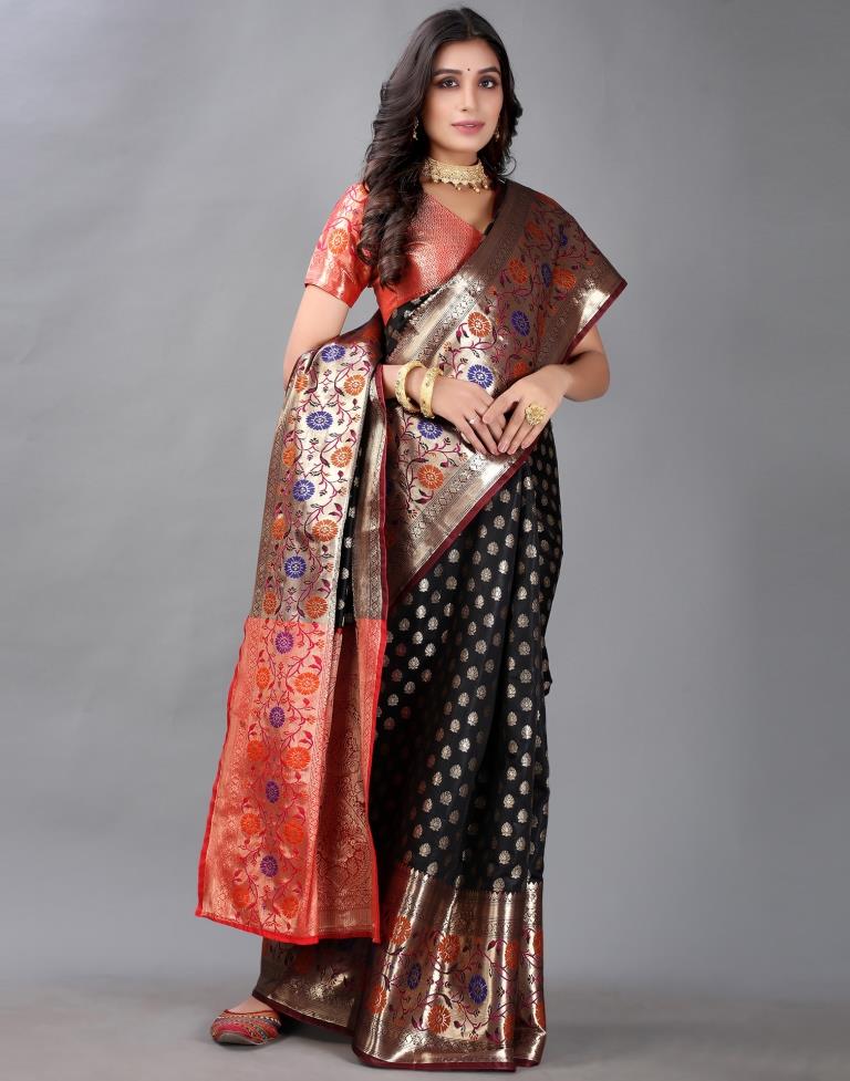 Black And Golden Silk Saree | Sudathi