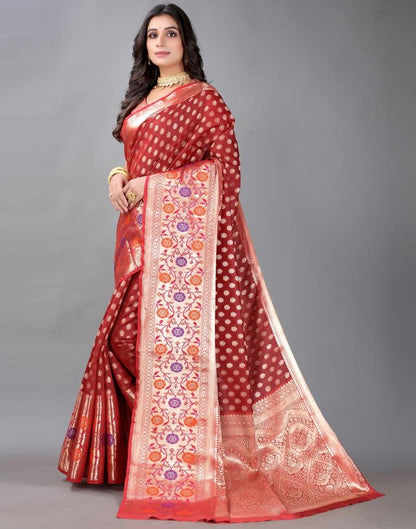 Maroon And Golden Silk Saree | Sudathi