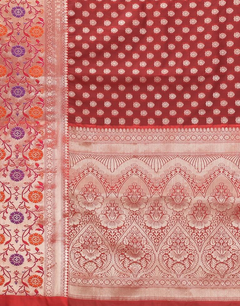 Maroon And Golden Silk Saree | Sudathi