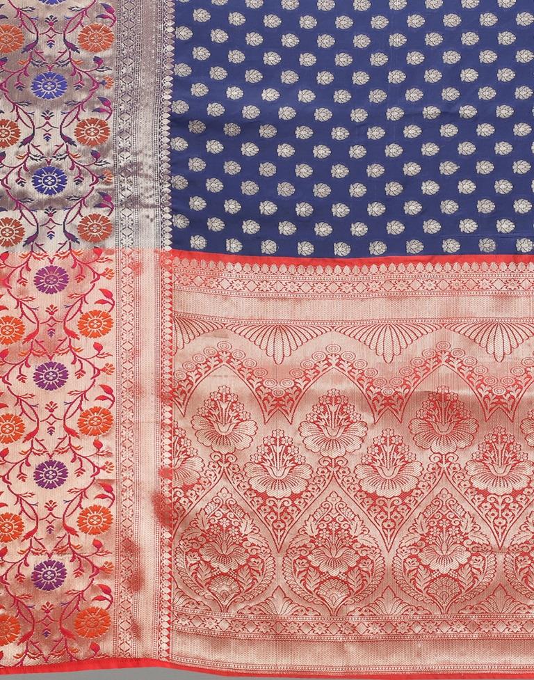 Navy Blue And Golden Silk Saree | Sudathi