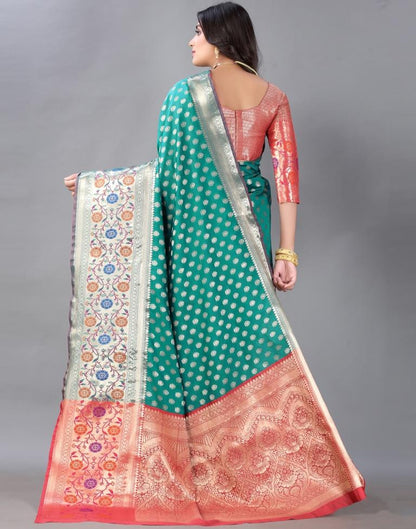 Rama And Golden Silk Saree | Sudathi