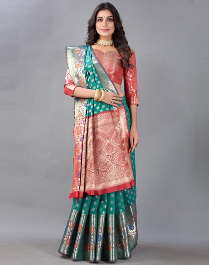 Rama And Golden Silk Saree | Sudathi