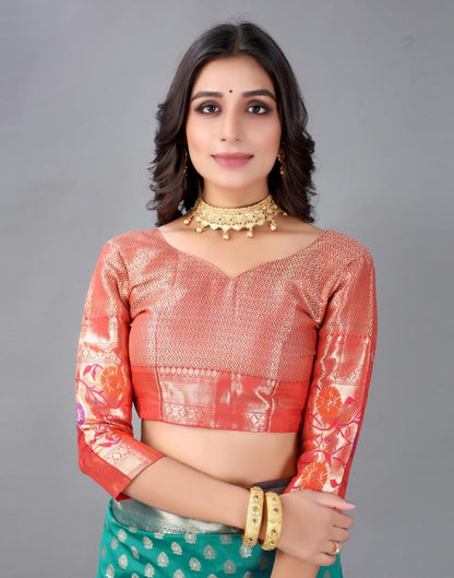 Rama And Golden Silk Saree | Sudathi