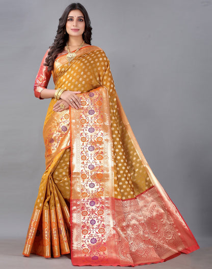 Golden And Mustard Silk Saree | Sudathi