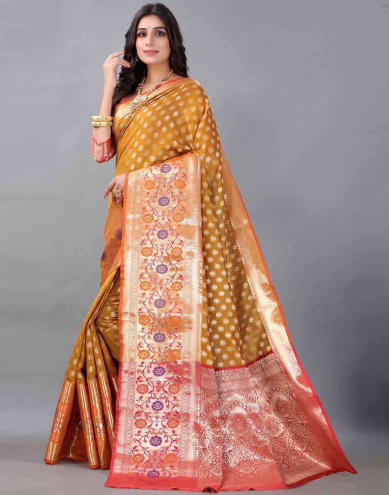 Golden And Mustard Silk Saree | Sudathi
