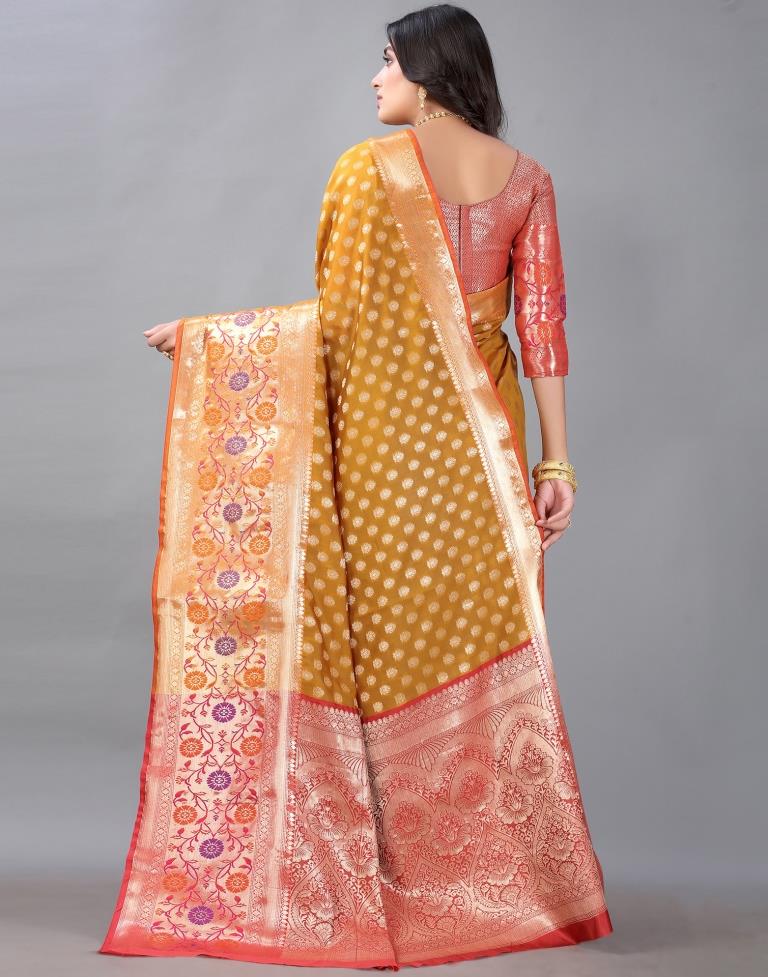 Golden And Mustard Silk Saree | Sudathi