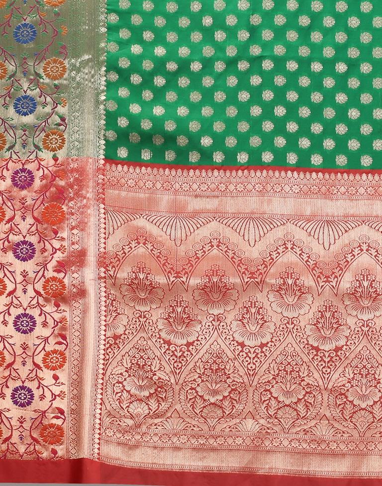 Golden And Green Silk Saree | Sudathi