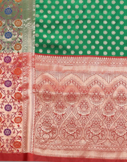 Golden And Green Silk Saree | Sudathi