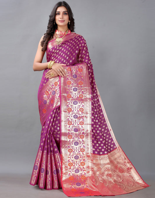 Golden And Wine Silk Saree | Sudathi