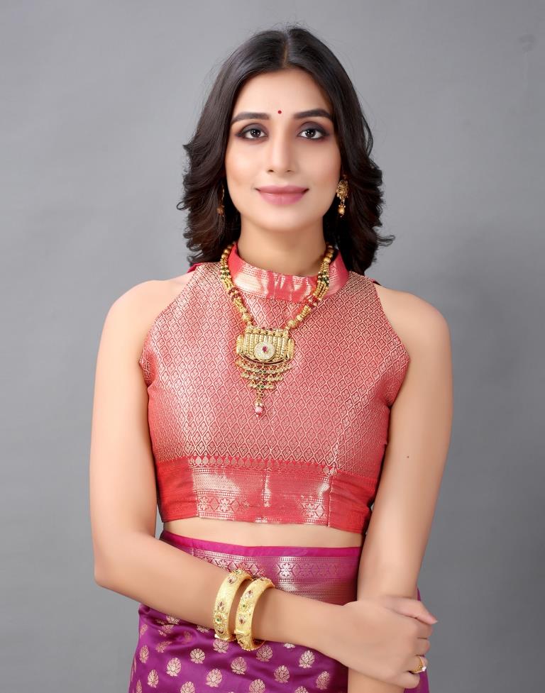 Golden And Wine Silk Saree | Sudathi