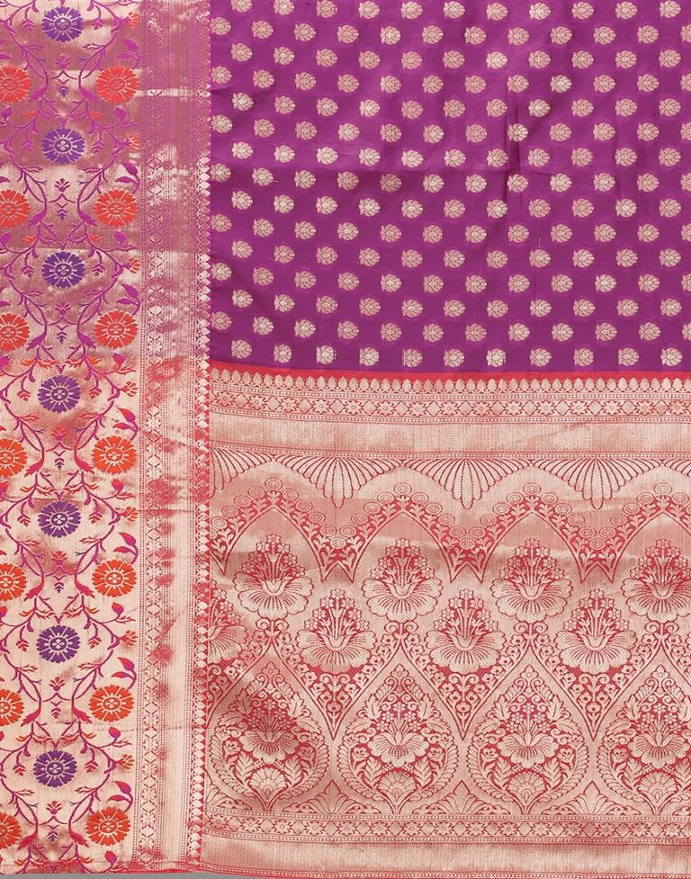 Golden And Wine Silk Saree | Sudathi