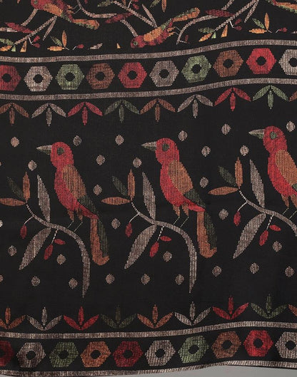 Black Printed Cotton Saree