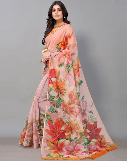 Light Peach Organza Saree | Sudathi