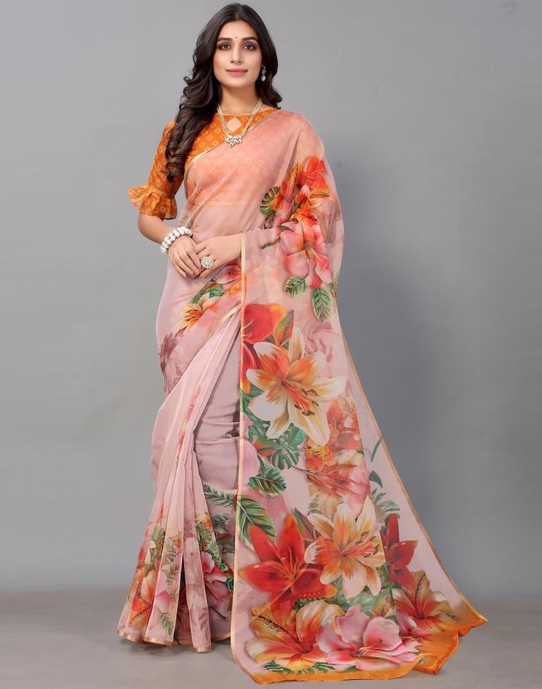Light Peach Organza Saree | Sudathi
