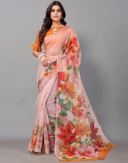 Light Peach Organza Saree | Sudathi
