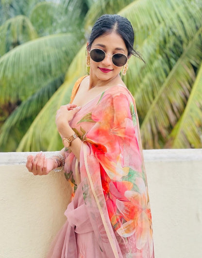 Light Peach Organza Saree | Sudathi