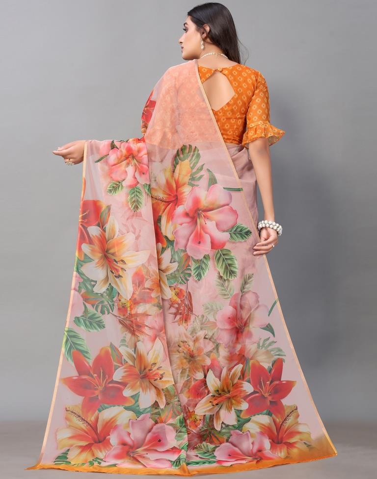 Light Peach Organza Saree | Sudathi