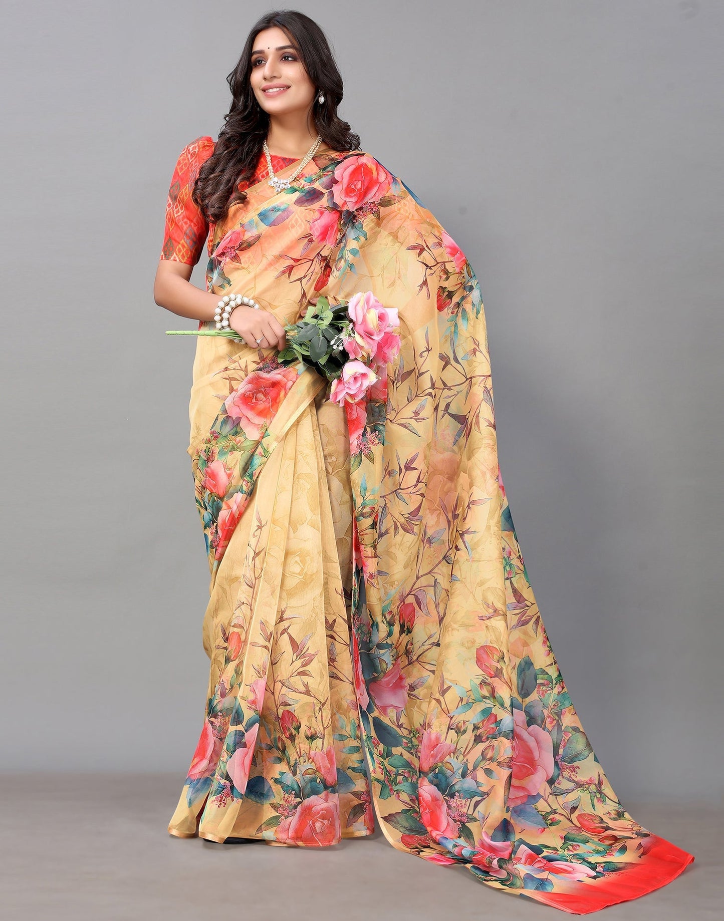 Light Yellow Organza Saree | Sudathi