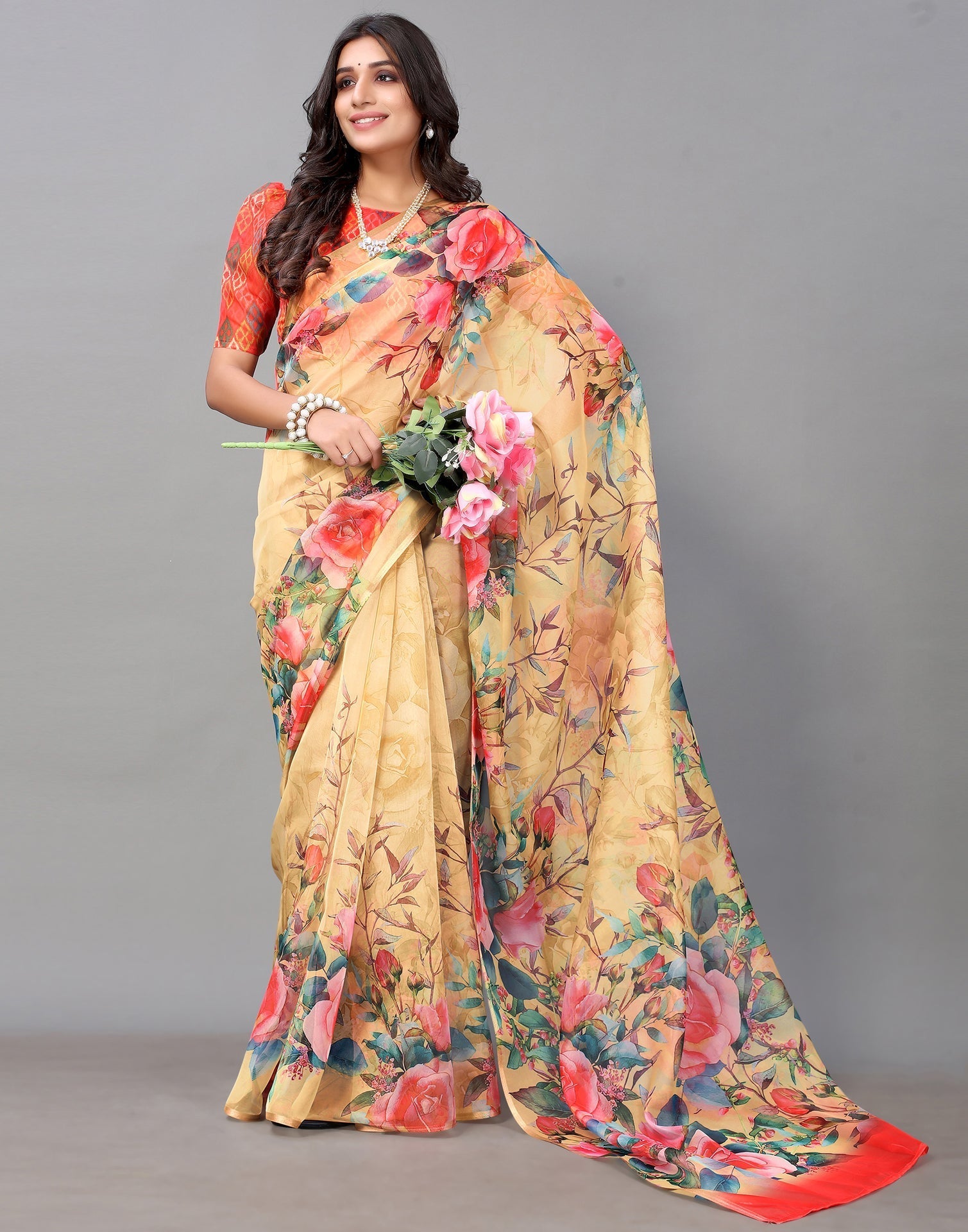Light Yellow Organza Saree | Sudathi