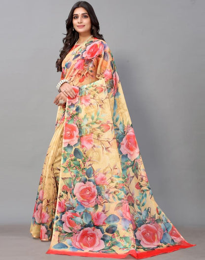 Light Yellow Organza Saree | Sudathi