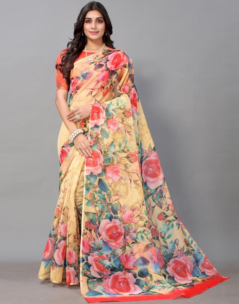 Light Yellow Organza Saree | Sudathi