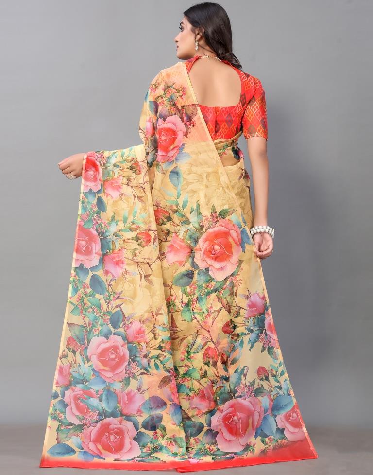 Light Yellow Organza Saree | Sudathi