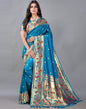 Peacock Blue And Golden Silk Saree | Sudathi