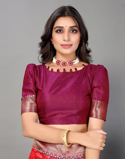 Red And Golden Silk Saree | Sudathi