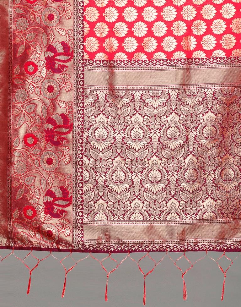 Red And Golden Silk Saree | Sudathi