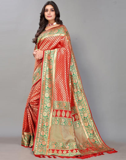 Red And Golden Silk Saree | Sudathi