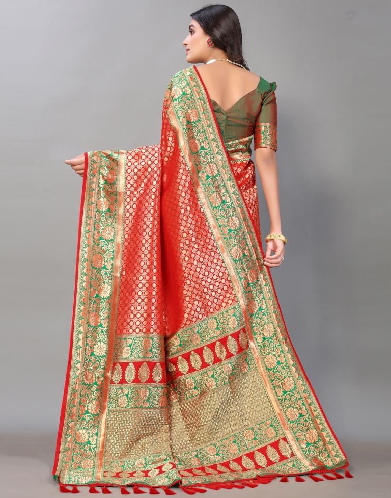 Red And Golden Silk Saree | Sudathi