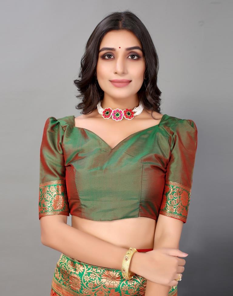 Red And Golden Silk Saree | Sudathi