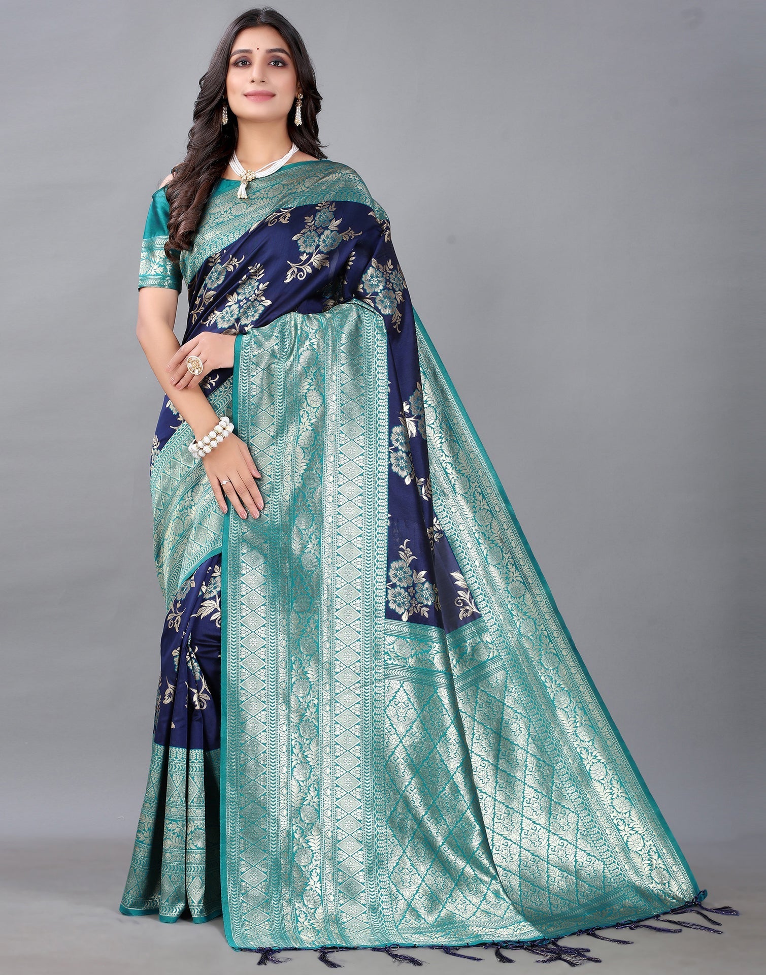 Navy Blue Silk Saree | Sudathi