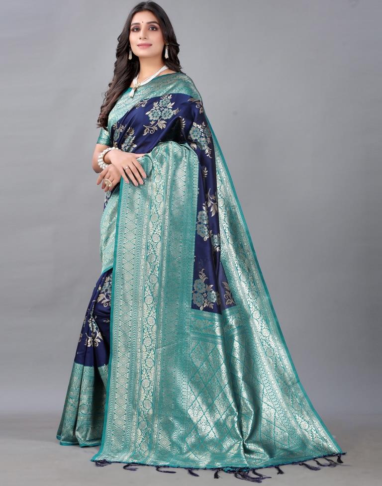 Navy Blue Silk Saree | Sudathi