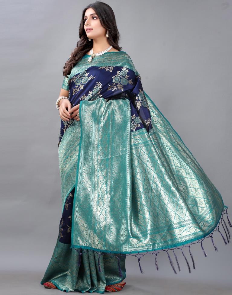 Navy Blue Silk Saree | Sudathi