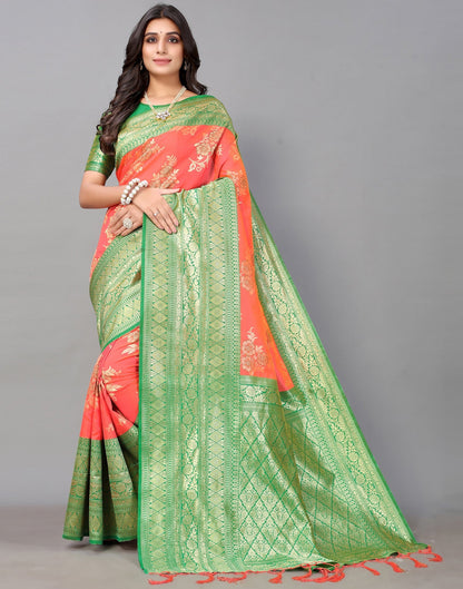 Coral Pink Silk Saree | Sudathi