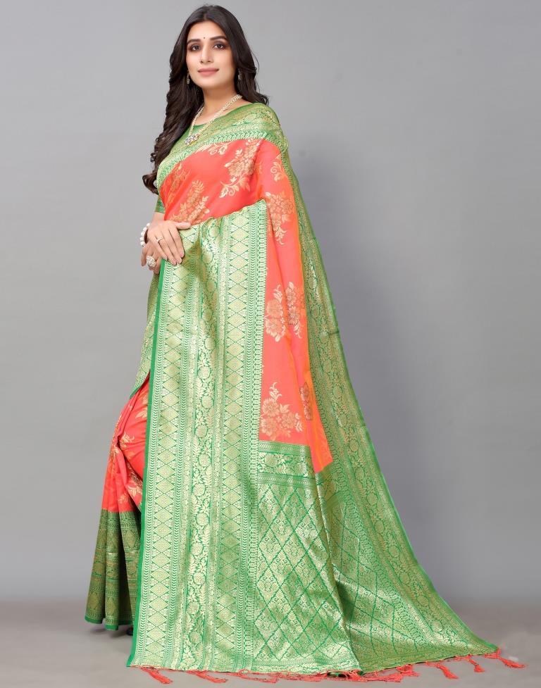 Coral Pink Silk Saree | Sudathi