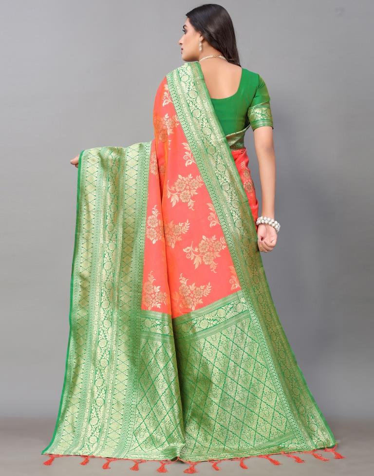 Coral Pink Silk Saree | Sudathi