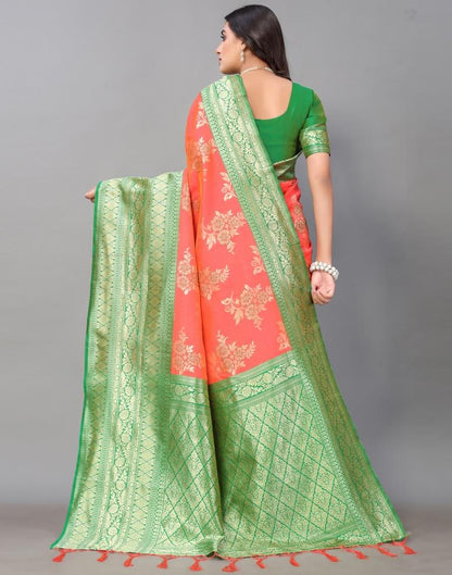 Coral Pink Silk Saree | Sudathi