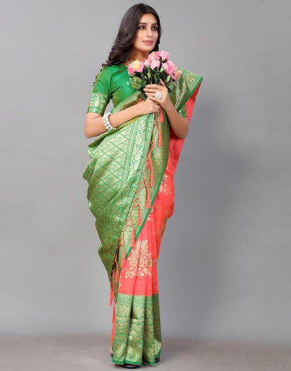 Coral Pink Silk Saree | Sudathi