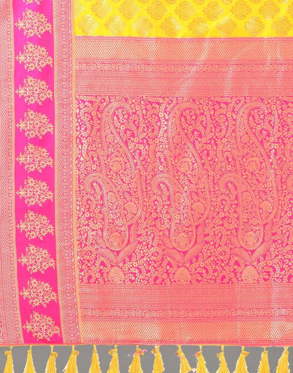 Turmeric Yellow And Golden Silk Saree | Sudathi