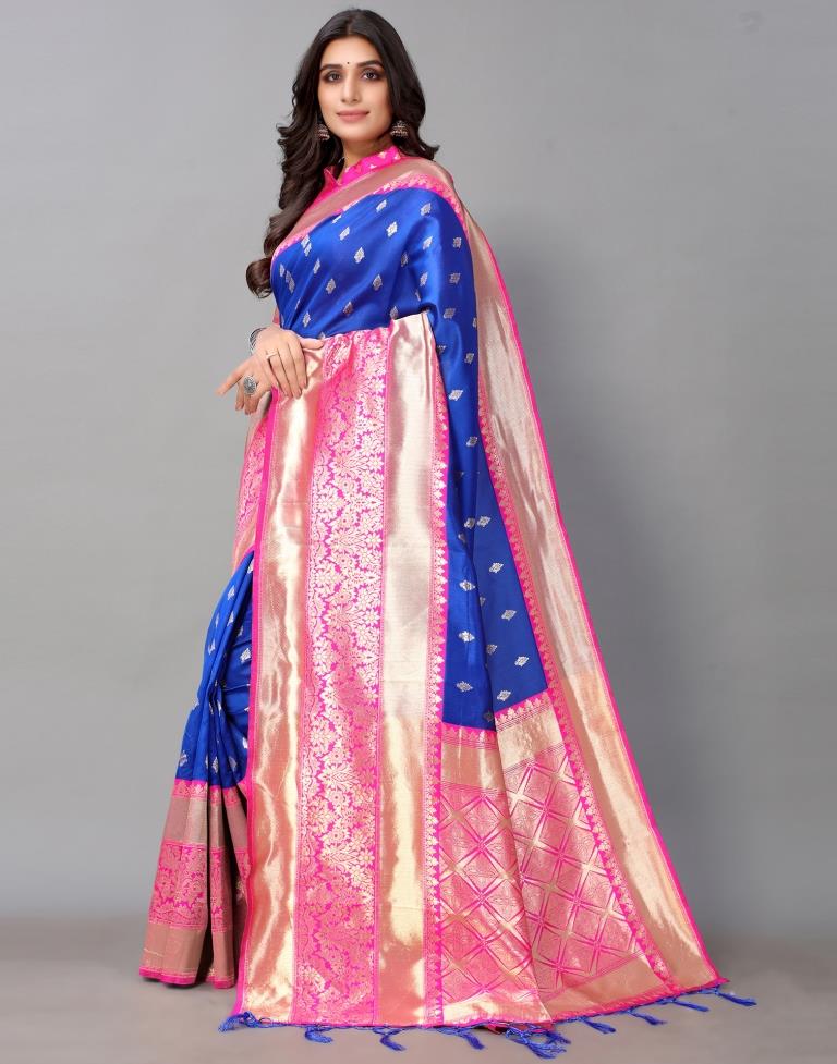 Royal Blue And Golden Silk Saree | Sudathi