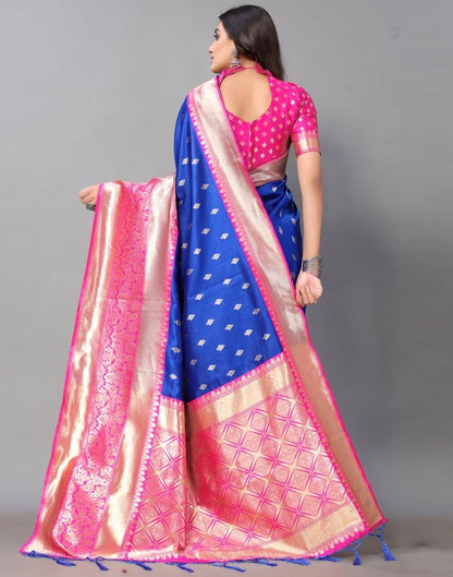 Royal Blue And Golden Silk Saree | Sudathi