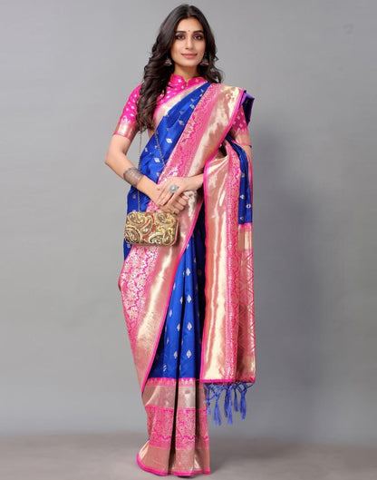 Royal Blue And Golden Silk Saree | Sudathi