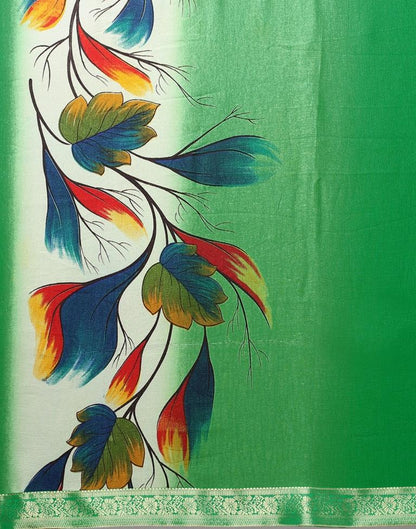 Green Printed Chiffon Saree