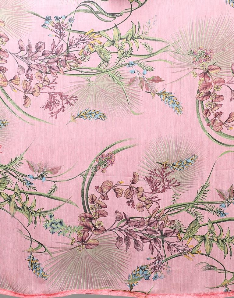 Rose Pink Printed Chiffon Saree