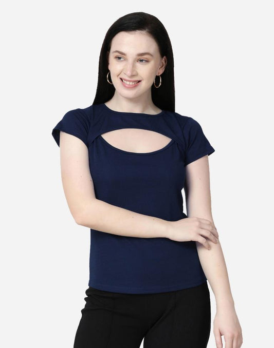 Blue Colored Lycra Knitted Top | Sudathi