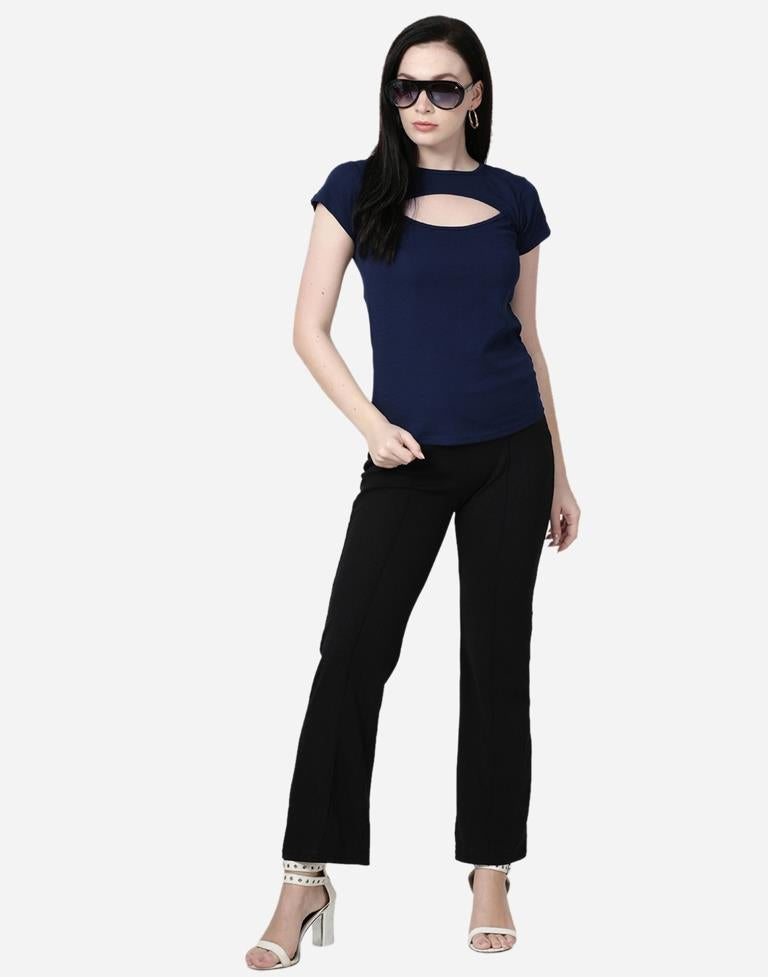 Blue Colored Lycra Knitted Top | Sudathi