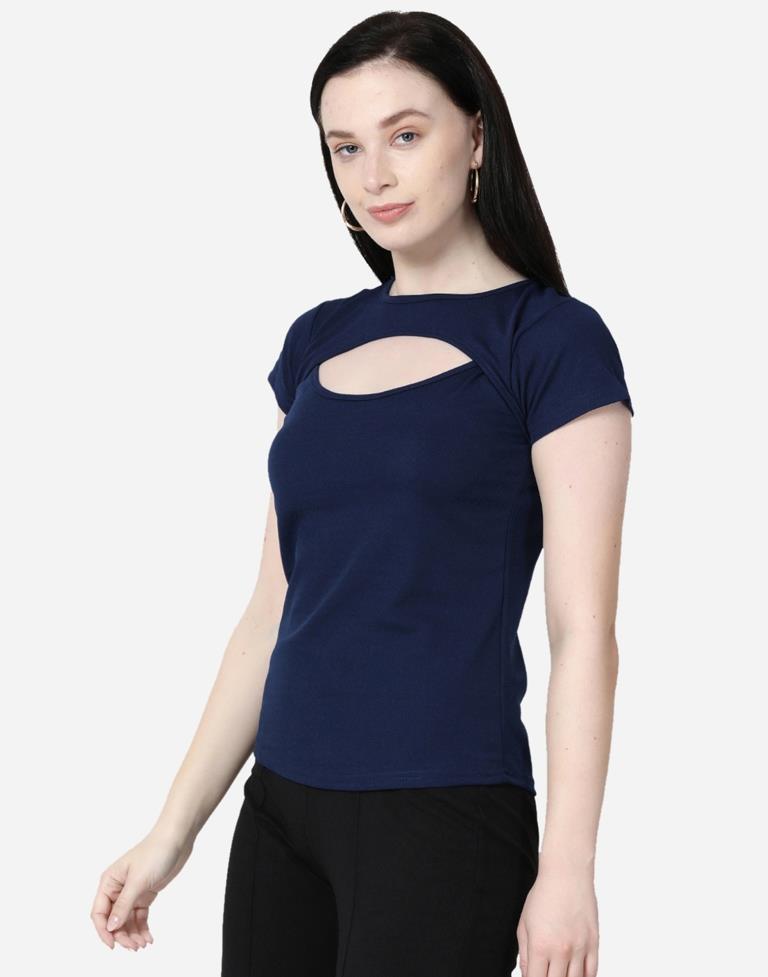 Blue Colored Lycra Knitted Top | Sudathi